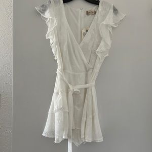 Flutter sleeve tie waist romper Alter’d State
